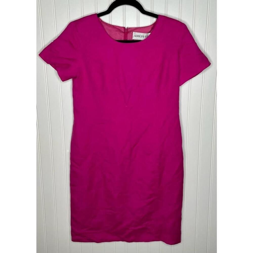 Women's vintage Adolfo Studio Pink Linen Dress Size 4